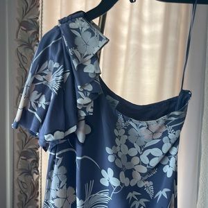 Sexy one shoulder silk gray butterfly dress is 6